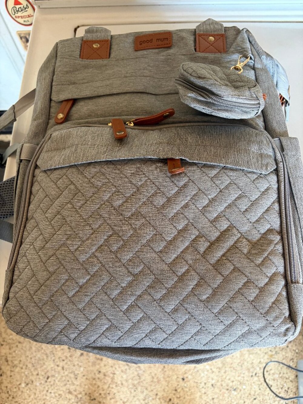 Good Mum Quilted Diaper Bag/Backpack